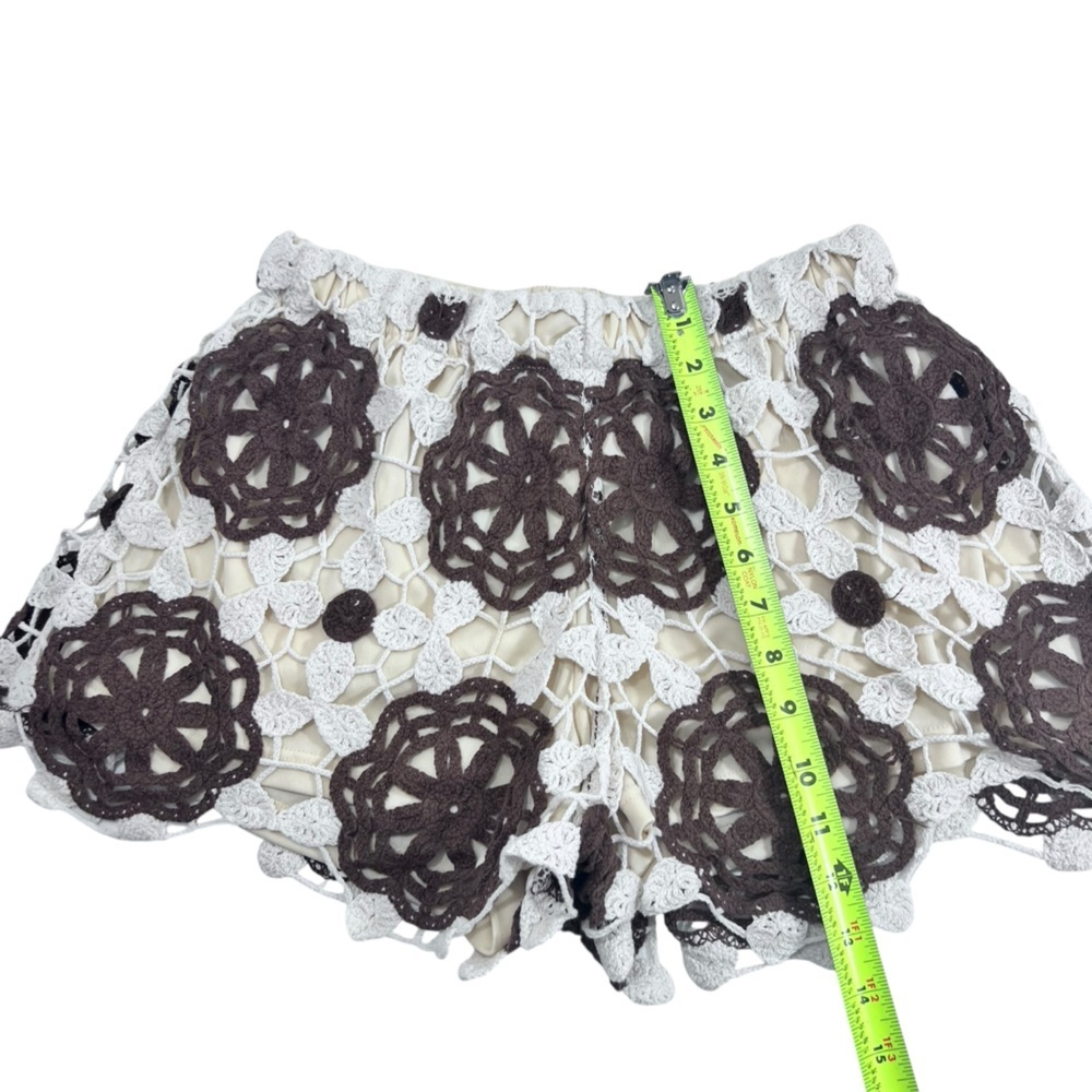 Rebellion Cream and Brown Crochet Cropped Tank and Shorts Set, Medium - Picture 11 of 16